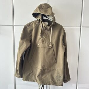 P&Co Mens Think Free Live Free Canvas Hooded Anorak Jacket Olive Medium